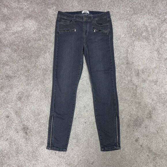 Paige Jeans Womens Gray Zipper Pockets Jane Zip Size 28 Skinny - Picture 1 of 12